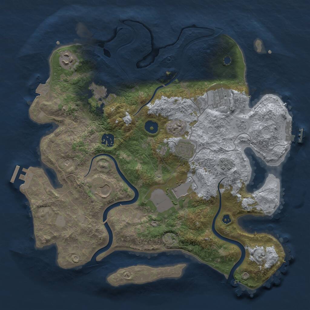 Rust Map: Procedural Map, Size: 3500, Seed: 1110632097, 14 Monuments