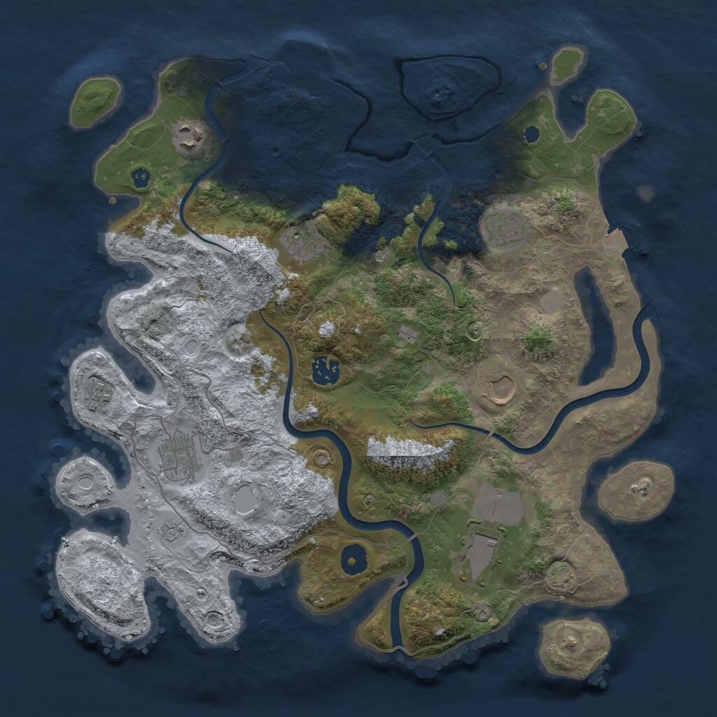Rust Map: Procedural Map, Size: 3700, Seed: 1529572318, 13 Monuments