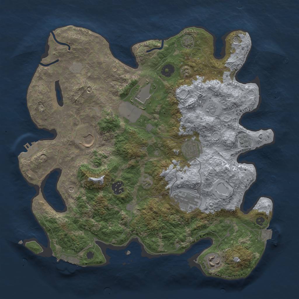 Rust Map: Procedural Map, Size: 3500, Seed: 1680363921, 15 Monuments