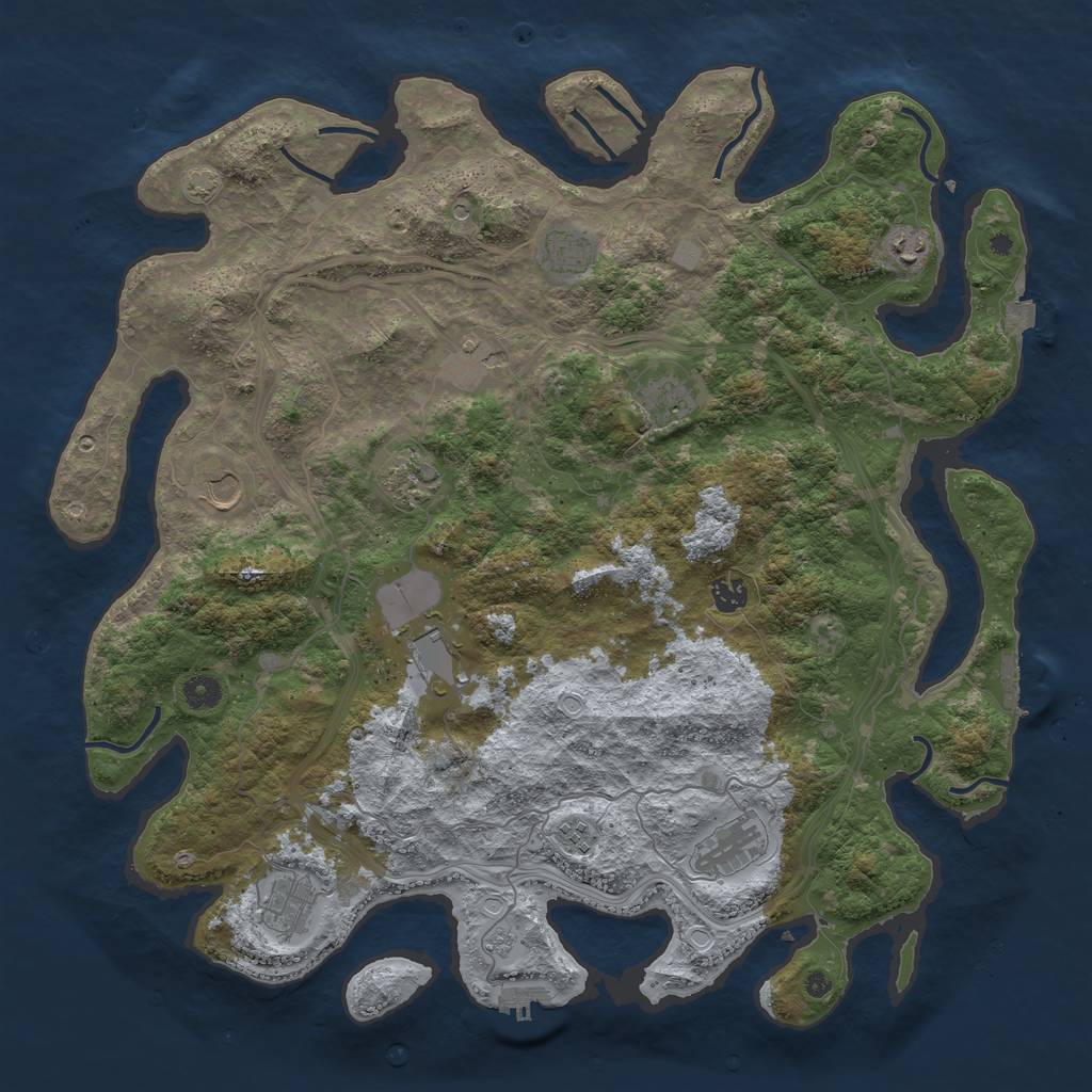 Rust Map: Procedural Map, Size: 4500, Seed: 311054773, 19 Monuments