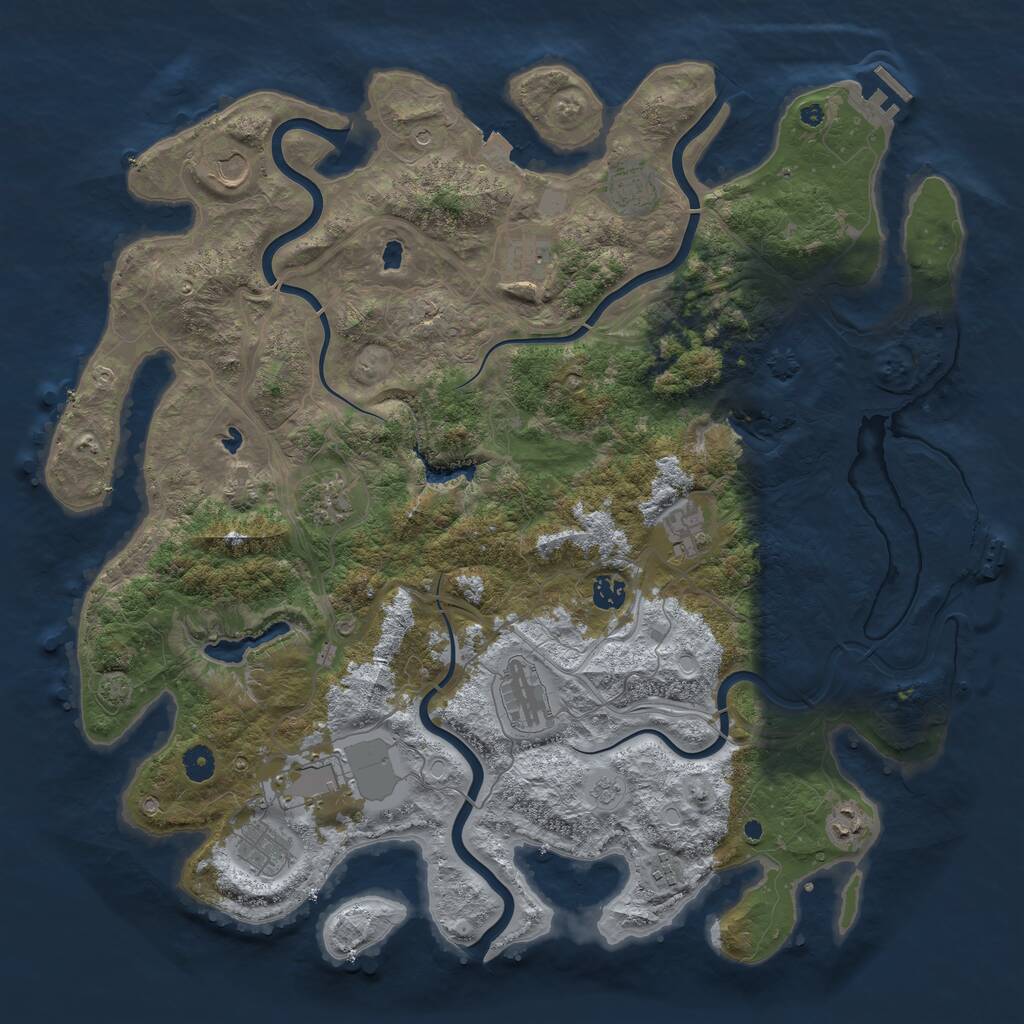 Rust Map: Procedural Map, Size: 4500, Seed: 311054773, 17 Monuments