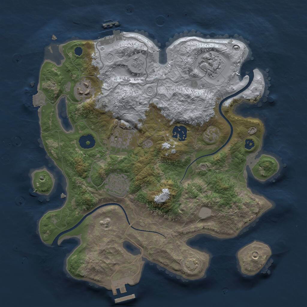 Rust Map: Procedural Map, Size: 3000, Seed: 527708, 10 Monuments