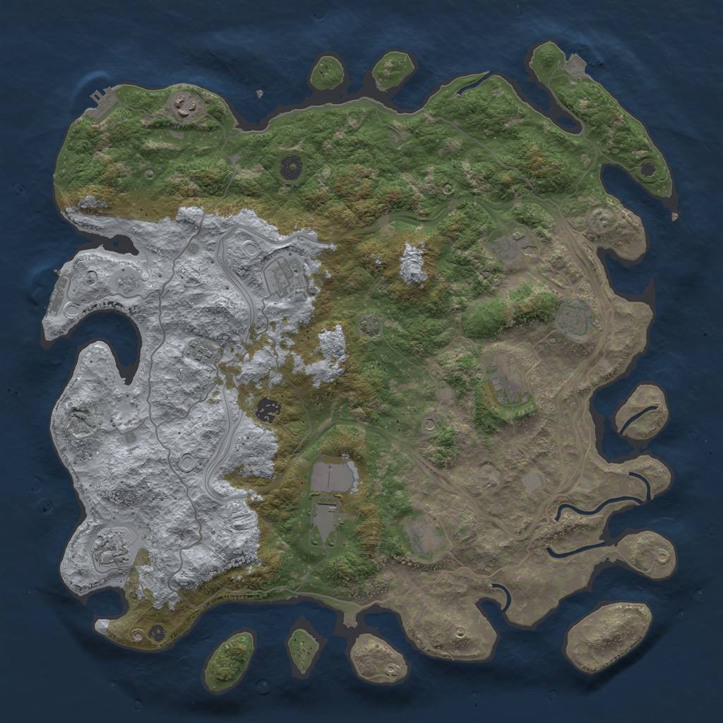 Rust Map: Procedural Map, Size: 4500, Seed: 1881191046, 18 Monuments