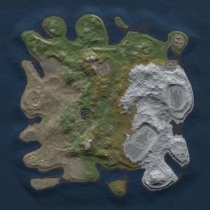 Thumbnail Rust Map: Barren, Size: 3500, Seed: 636132374, 13 Monuments