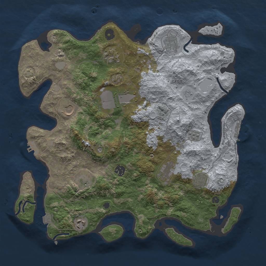 Rust Map: Procedural Map, Size: 3800, Seed: 67226986, 18 Monuments