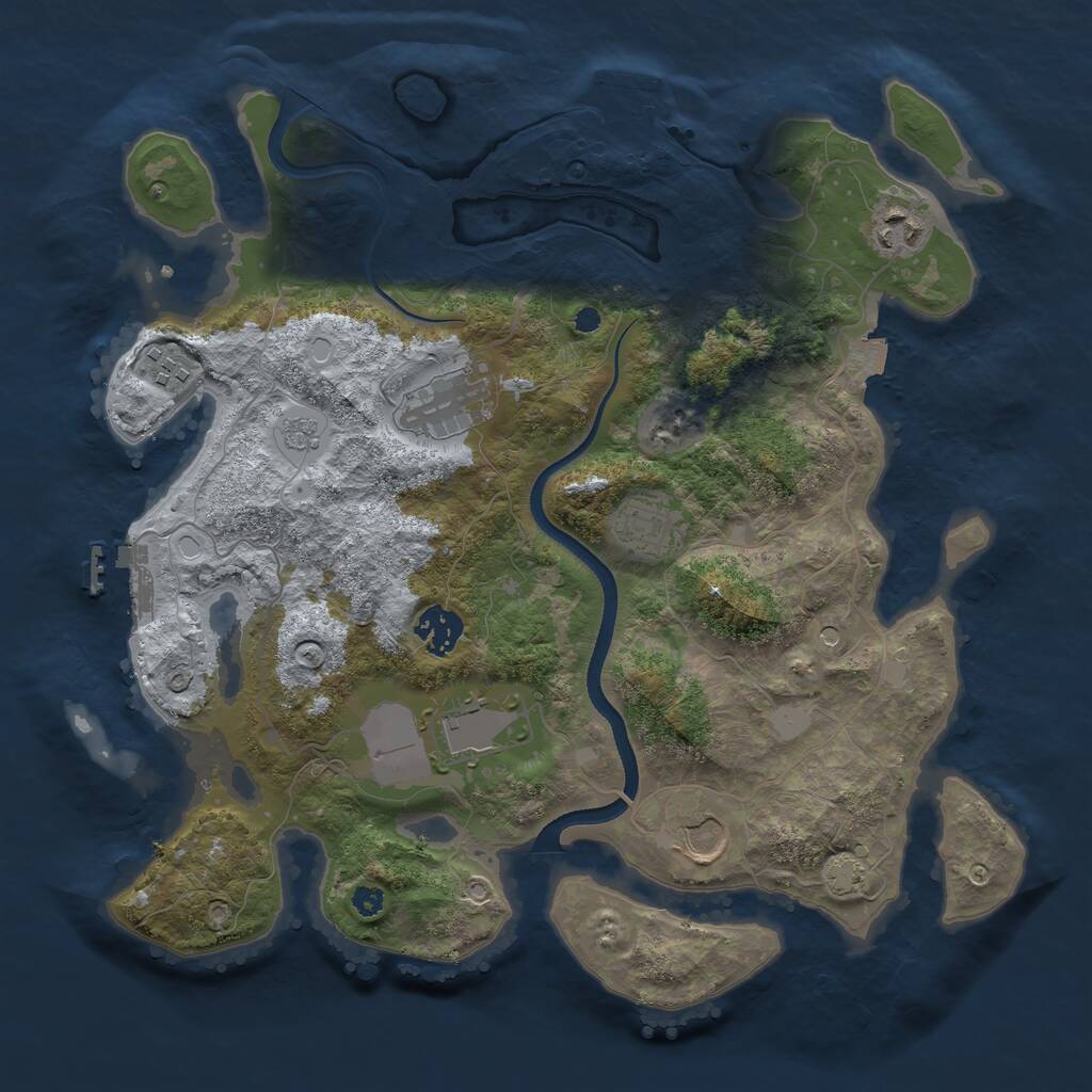 Rust Map: Procedural Map, Size: 3500, Seed: 1394811489, 13 Monuments