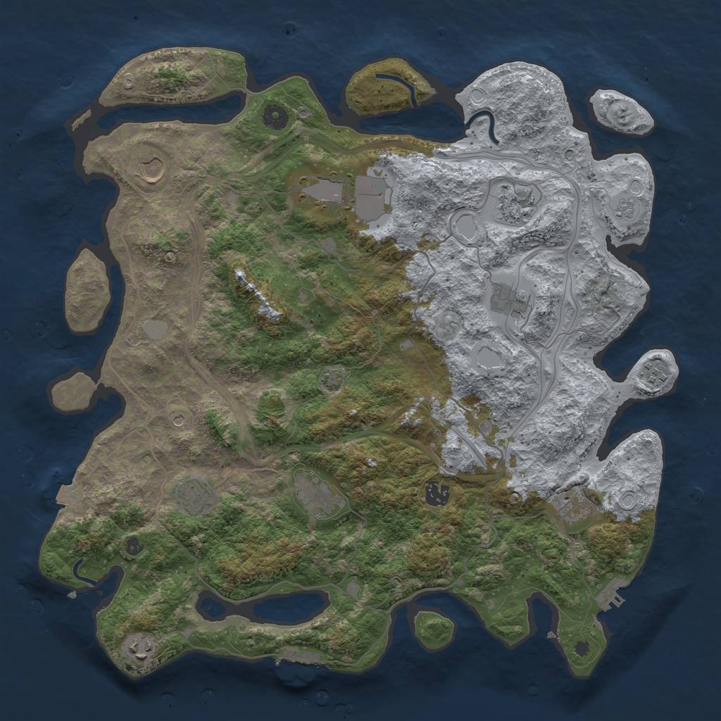 Rust Map: Procedural Map, Size: 4250, Seed: 383584928, 18 Monuments