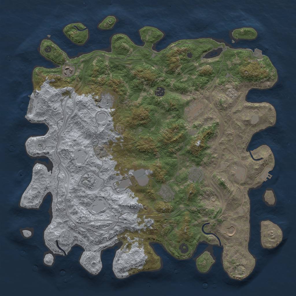 Rust Map: Procedural Map, Size: 4500, Seed: 1075892465, 19 Monuments