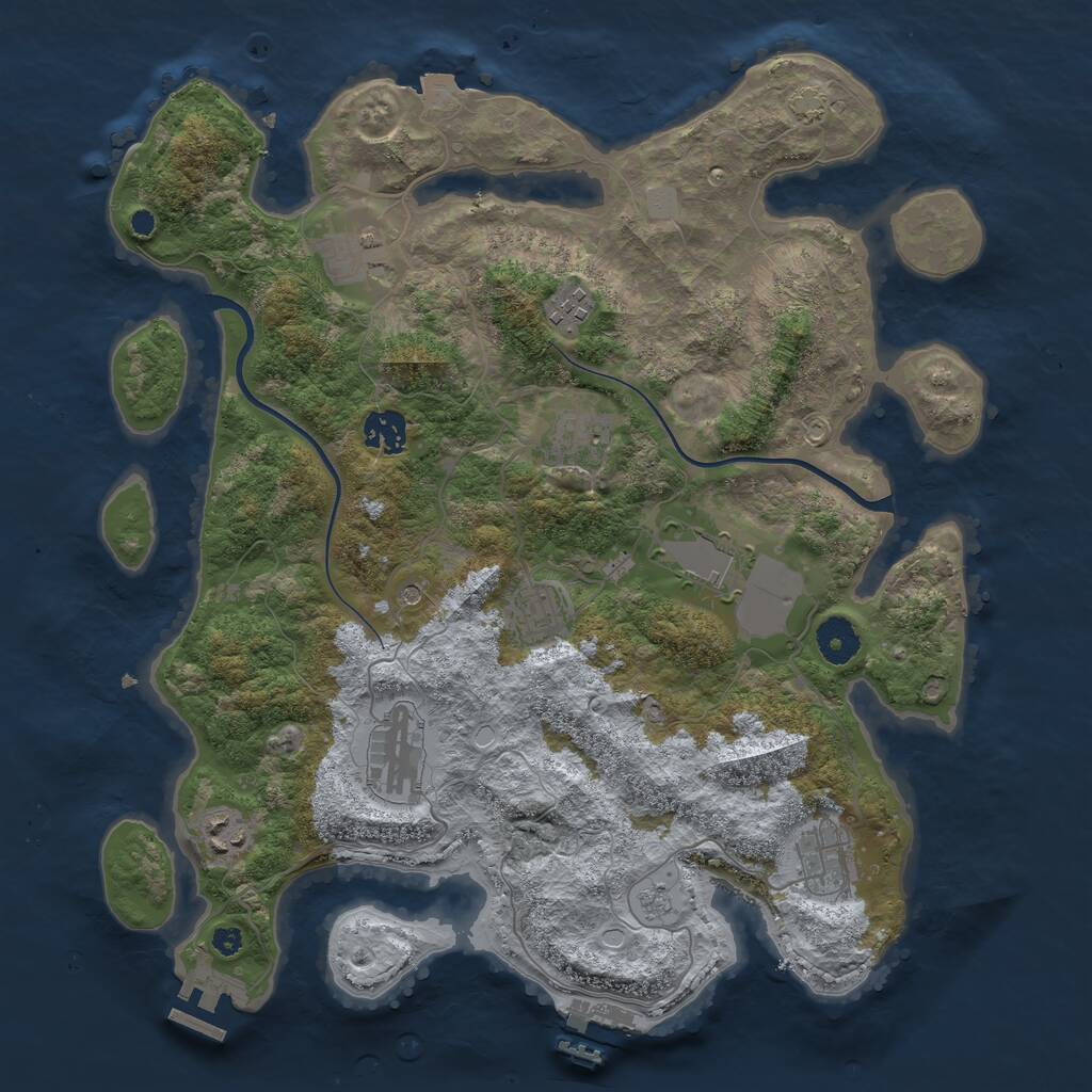 Rust Map: Procedural Map, Size: 3700, Seed: 1232, 15 Monuments