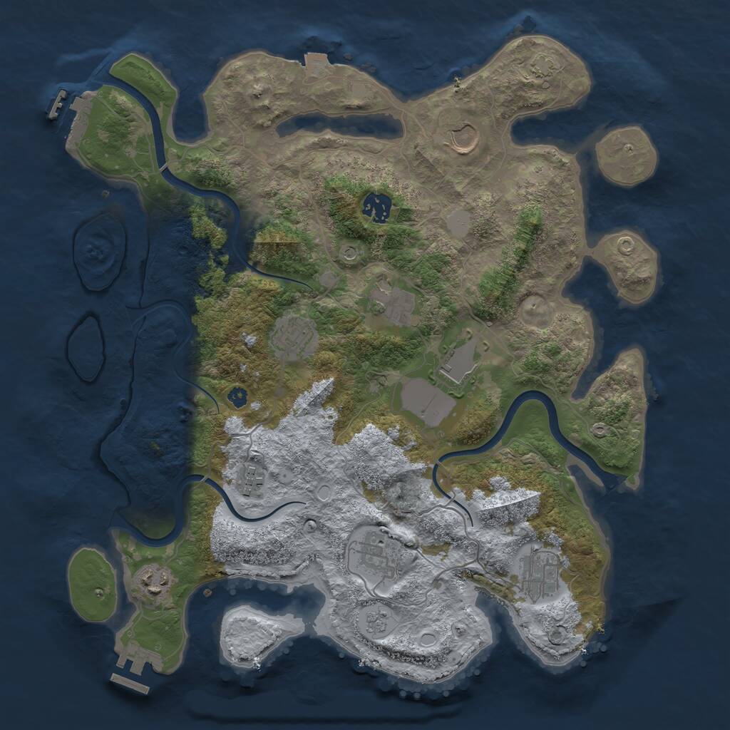 Rust Map: Procedural Map, Size: 3700, Seed: 1232, 15 Monuments