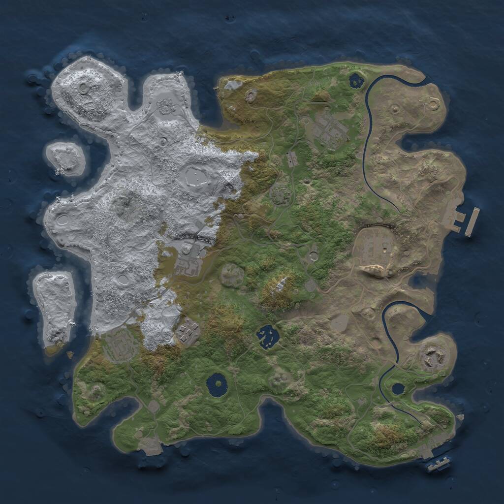 Rust Map: Procedural Map, Size: 3400, Seed: 2113373368, 13 Monuments
