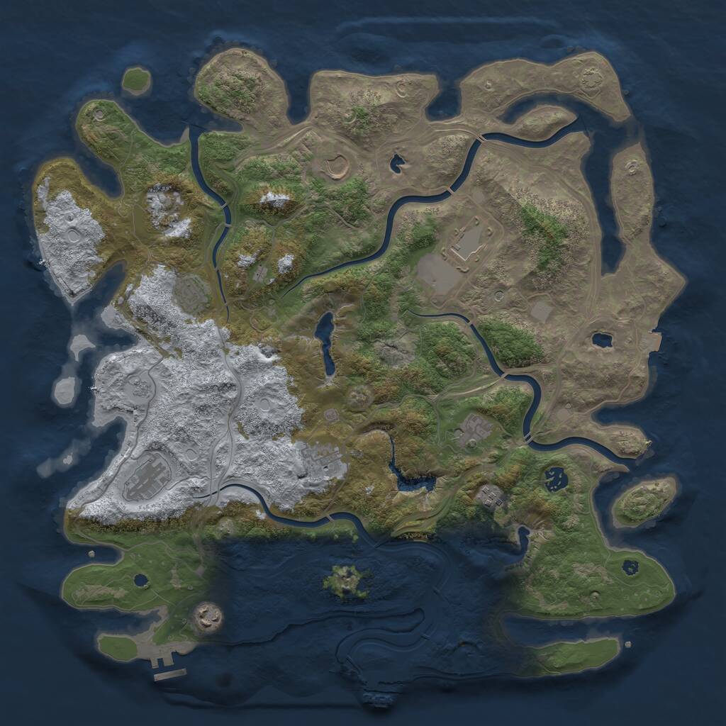 Rust Map: Procedural Map, Size: 4500, Seed: 400858045, 16 Monuments