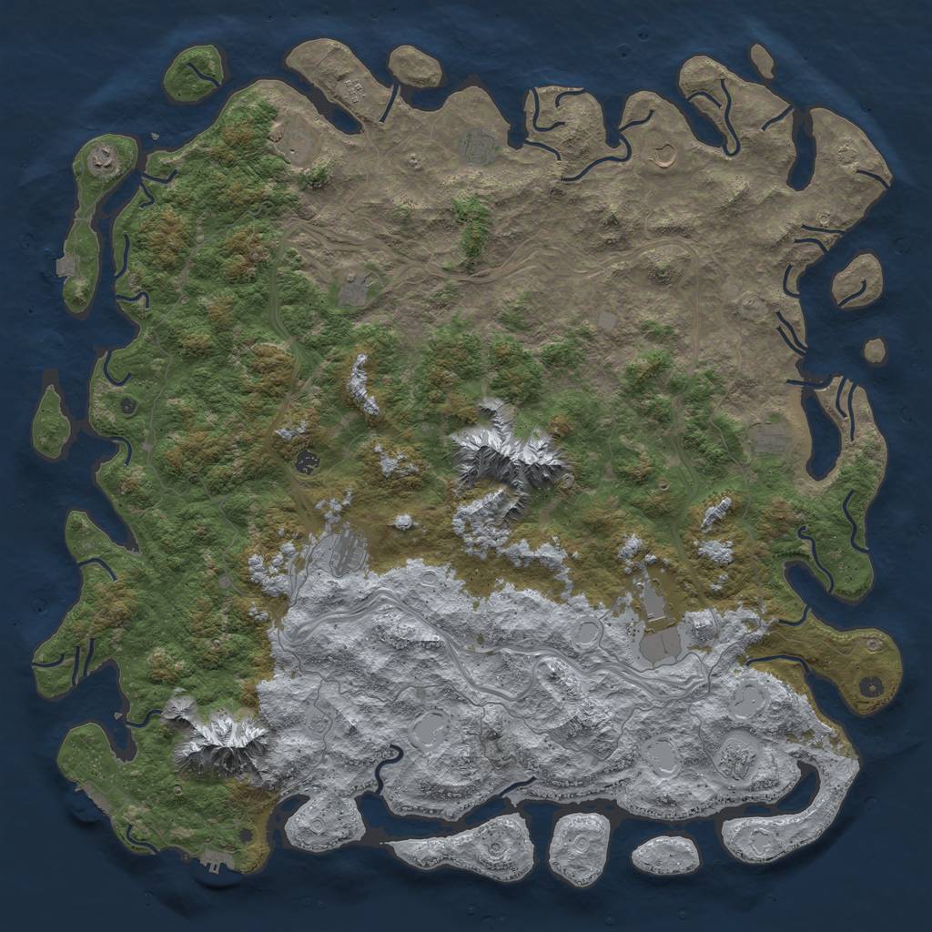 Rust Map: Procedural Map, Size: 6000, Seed: 740865214, 19 Monuments