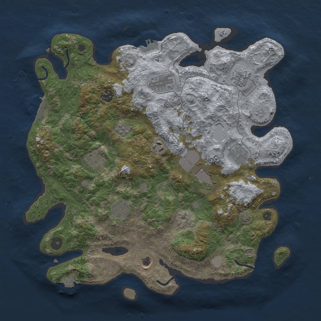 Rust Map: Procedural Map, Size: 3900, Seed: 40314852, 18 Monuments