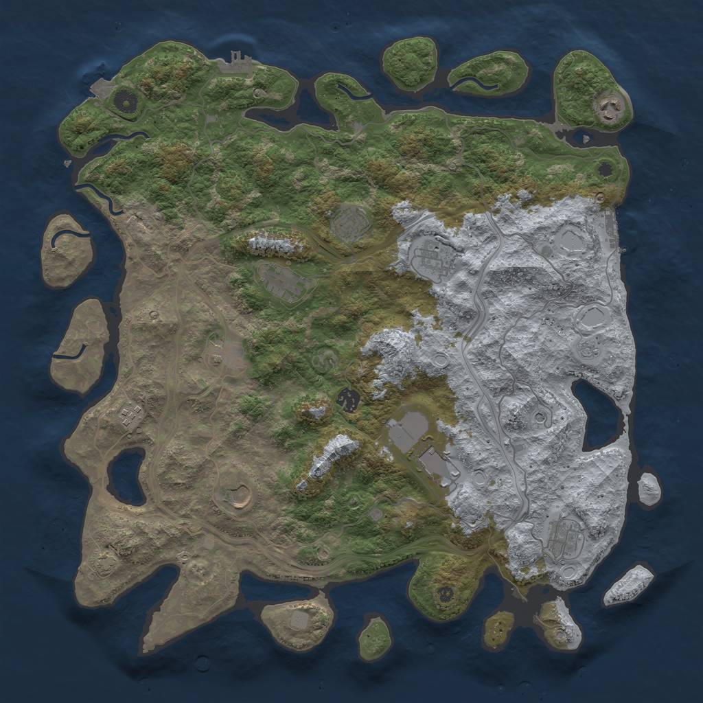 Rust Map: Procedural Map, Size: 4500, Seed: 1741149328, 18 Monuments