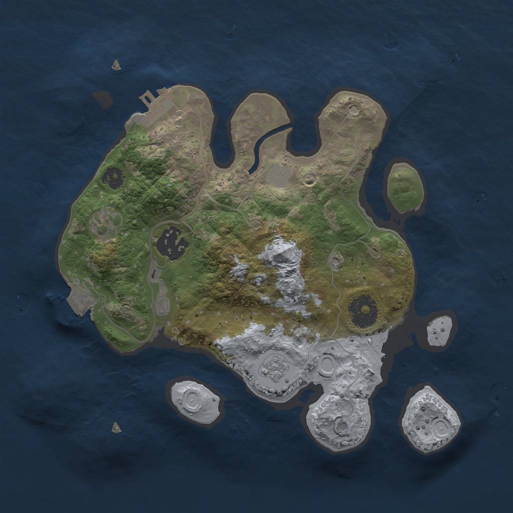 Rust Map: Procedural Map, Size: 2500, Seed: 2147, 6 Monuments