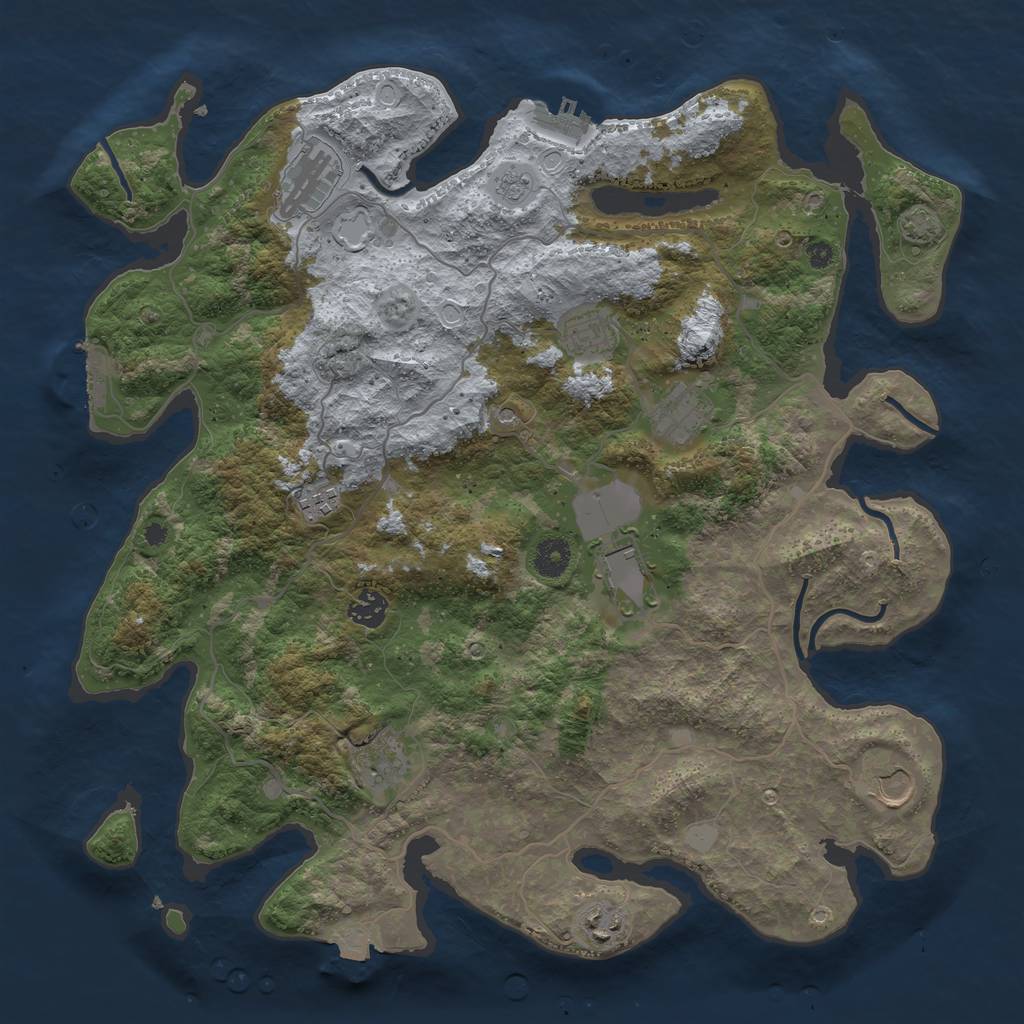 Rust Map: Procedural Map, Size: 4000, Seed: 2047301454, 17 Monuments