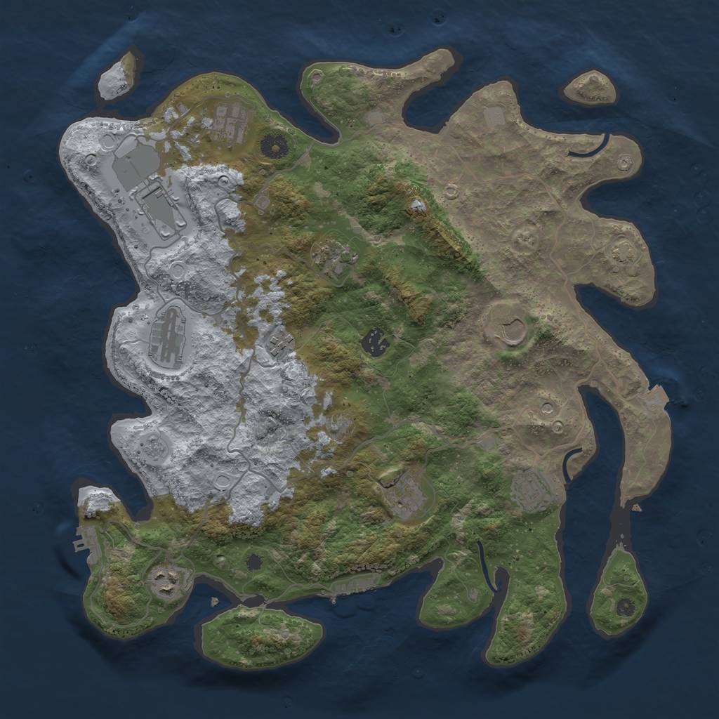 Rust Map: Procedural Map, Size: 4000, Seed: 131725, 18 Monuments