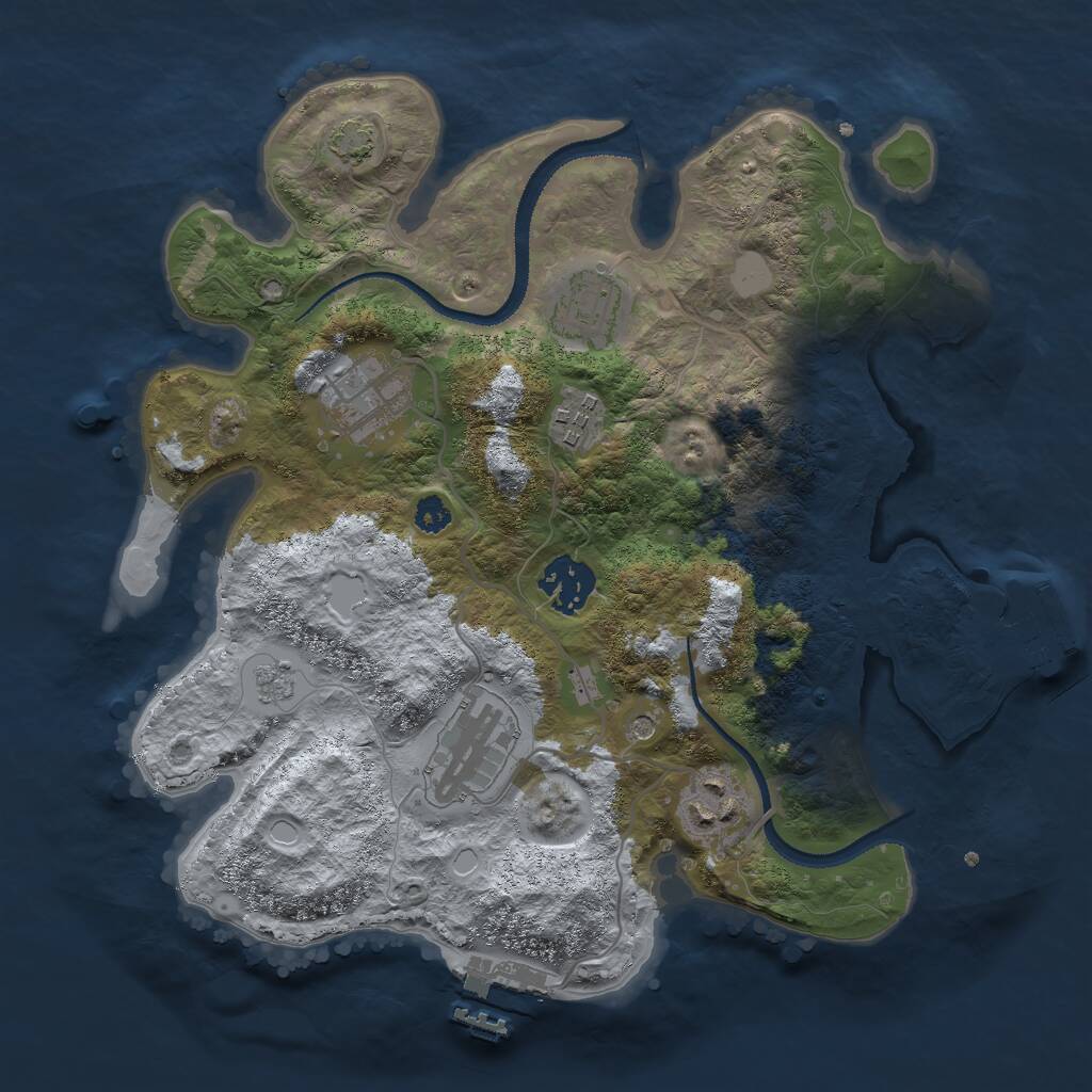 Rust Map: Procedural Map, Size: 3000, Seed: 1833597796, 12 Monuments
