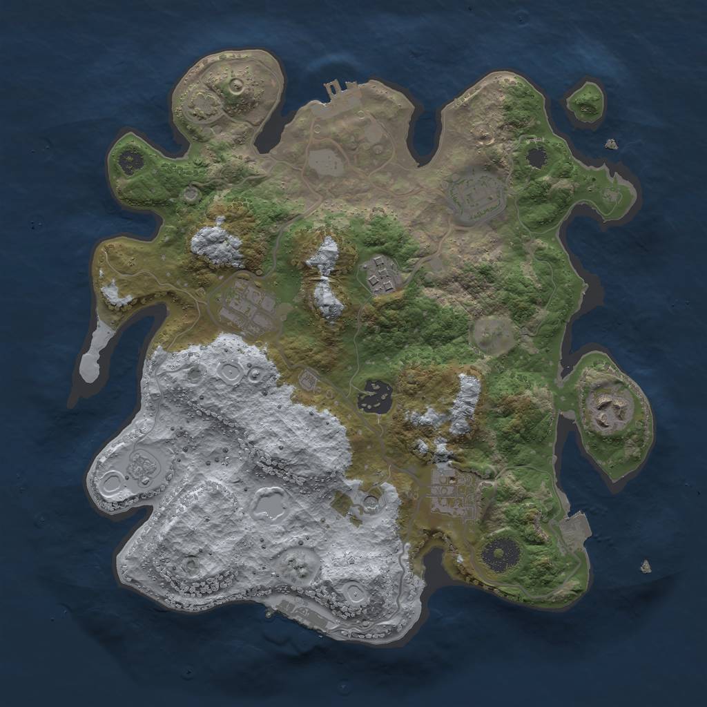 Rust Map: Procedural Map, Size: 3000, Seed: 1833597796, 14 Monuments