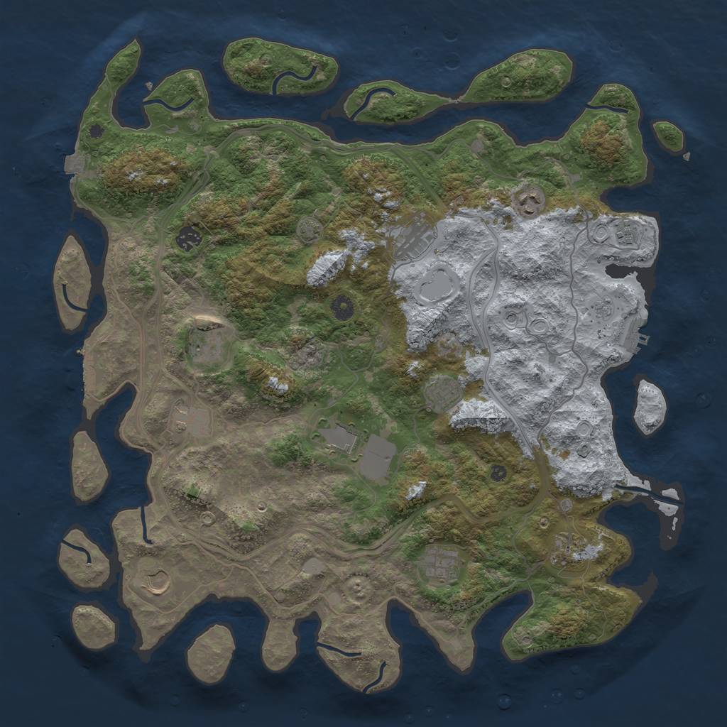 Rust Map: Procedural Map, Size: 4500, Seed: 834036877, 19 Monuments
