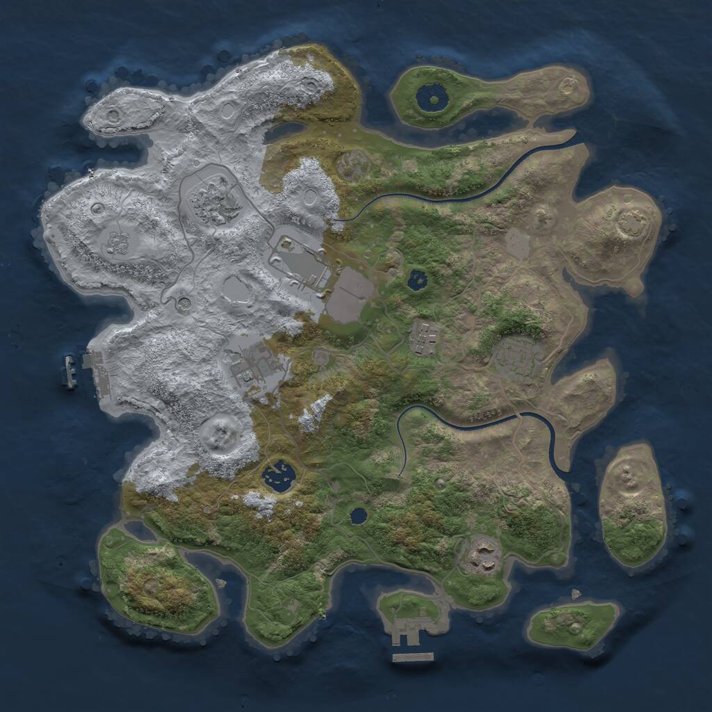 Rust Map: Procedural Map, Size: 3500, Seed: 1723224816, 13 Monuments