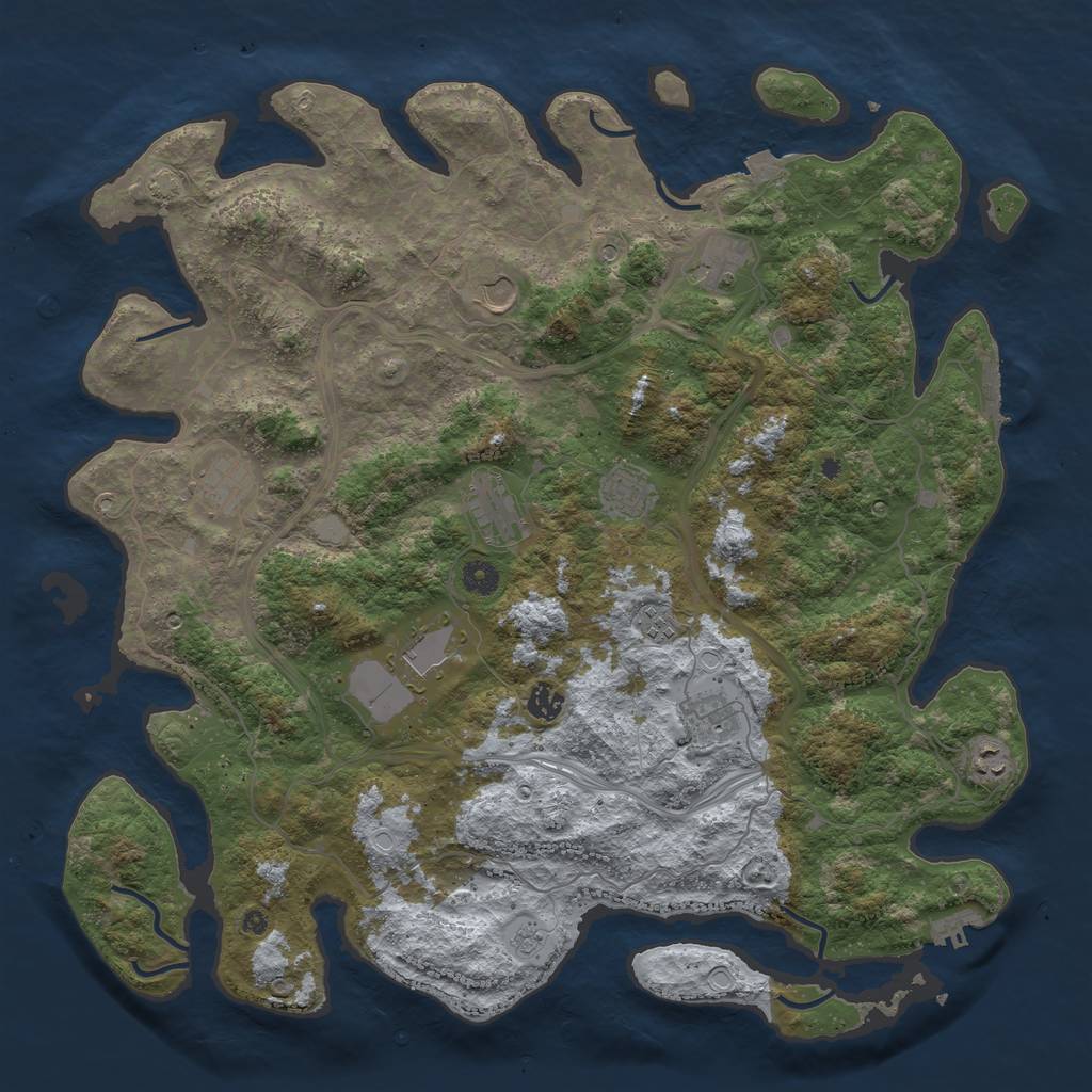 Rust Map: Procedural Map, Size: 4500, Seed: 113465888, 18 Monuments