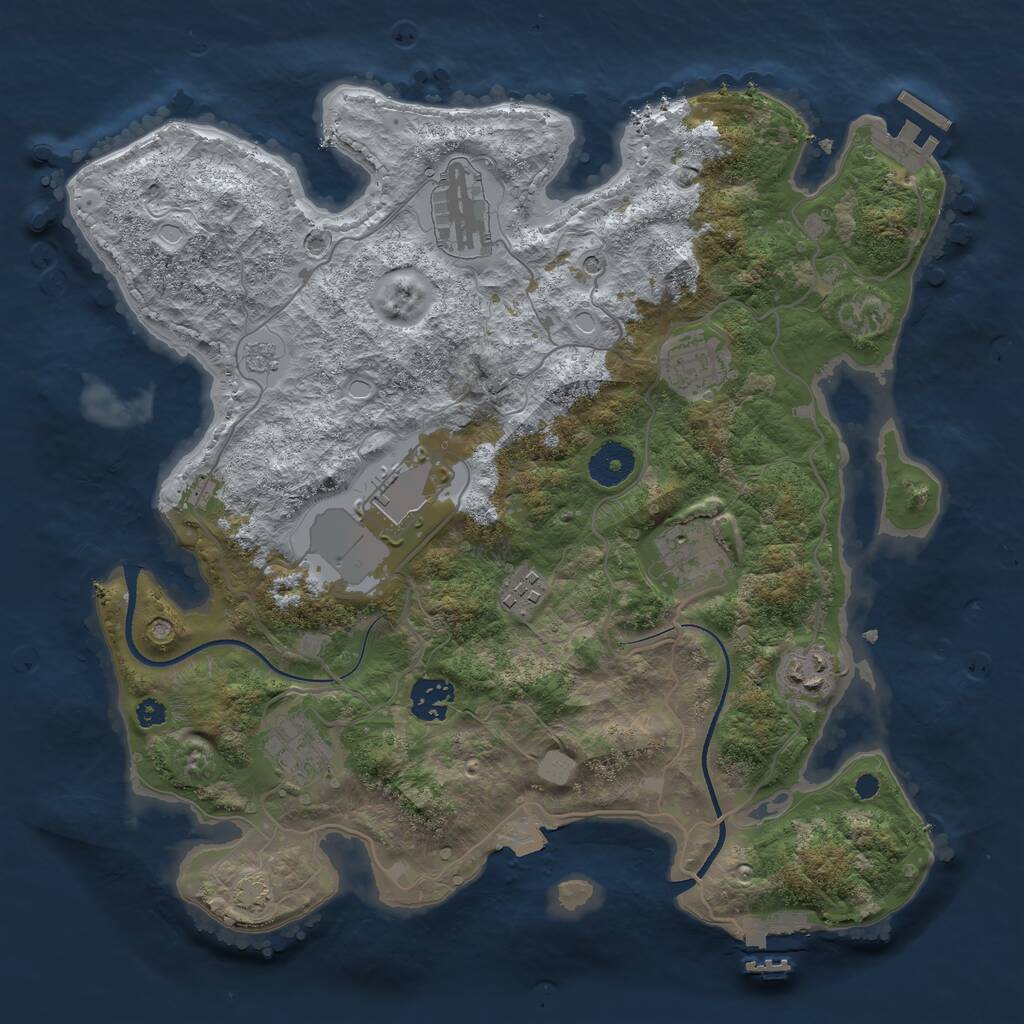 Rust Map: Procedural Map, Size: 3500, Seed: 2086411691, 14 Monuments