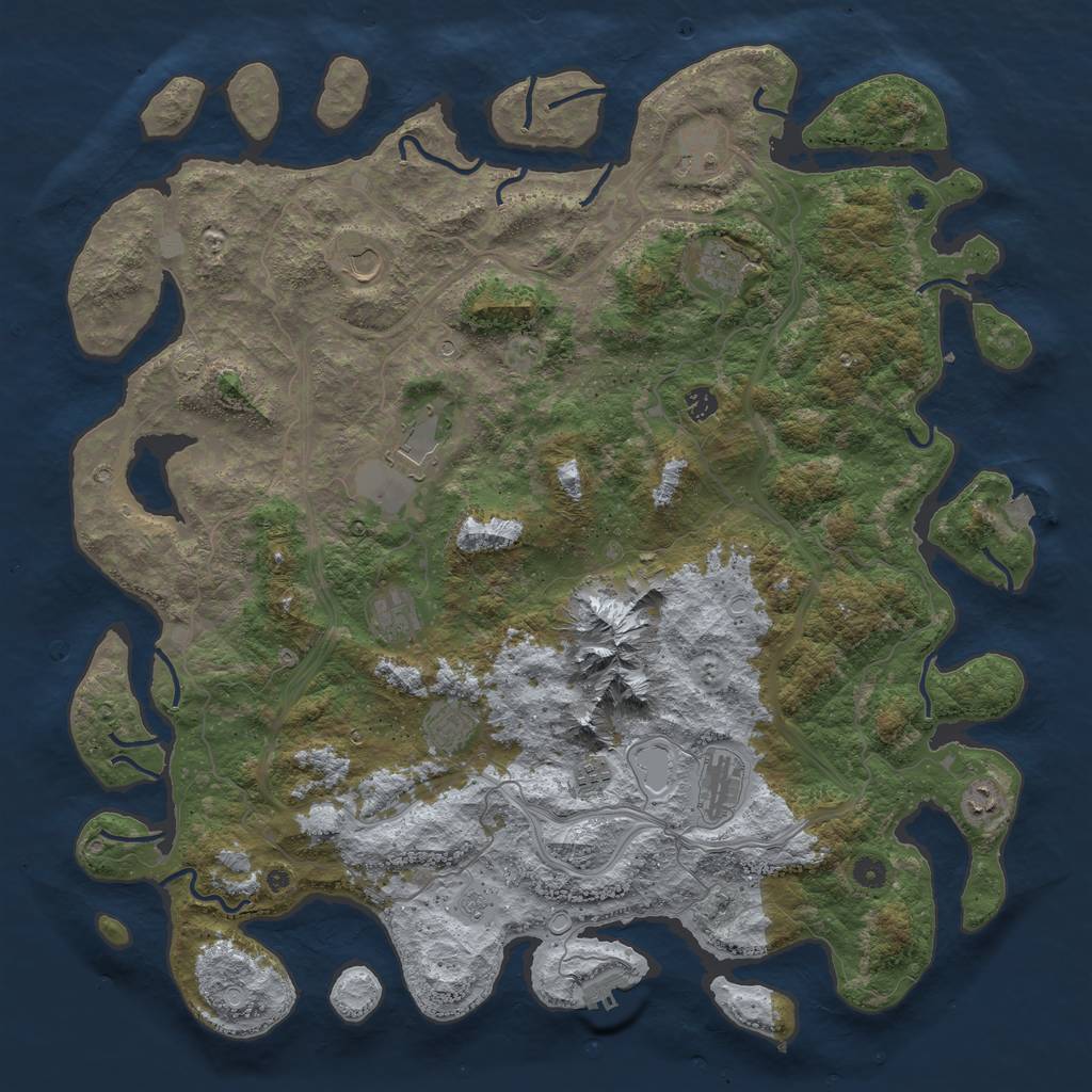 Rust Map: Procedural Map, Size: 5000, Seed: 76705, 17 Monuments