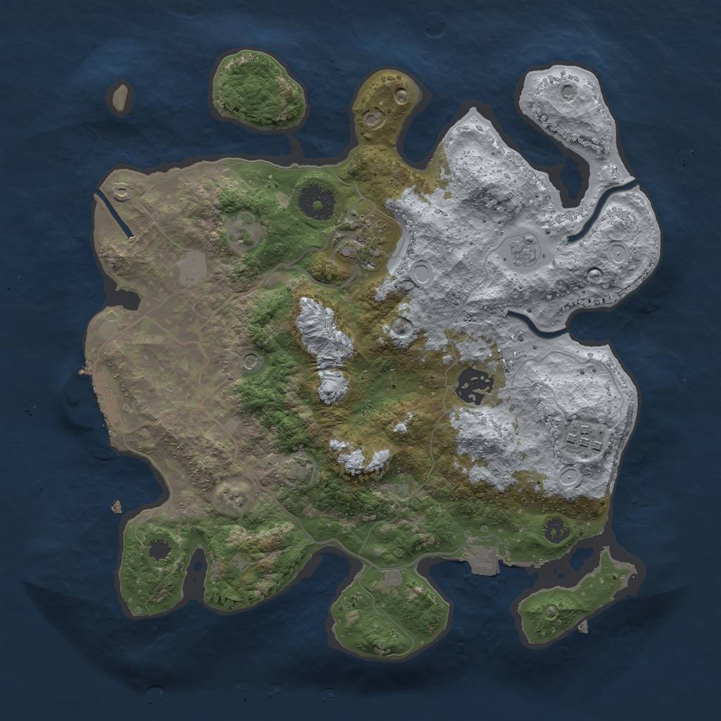 Rust Map: Procedural Map, Size: 3000, Seed: 25518, 10 Monuments