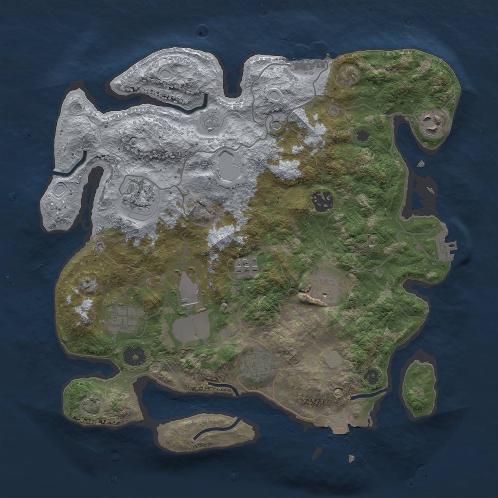 Rust Map: Procedural Map, Size: 3500, Seed: 1833292312, 16 Monuments