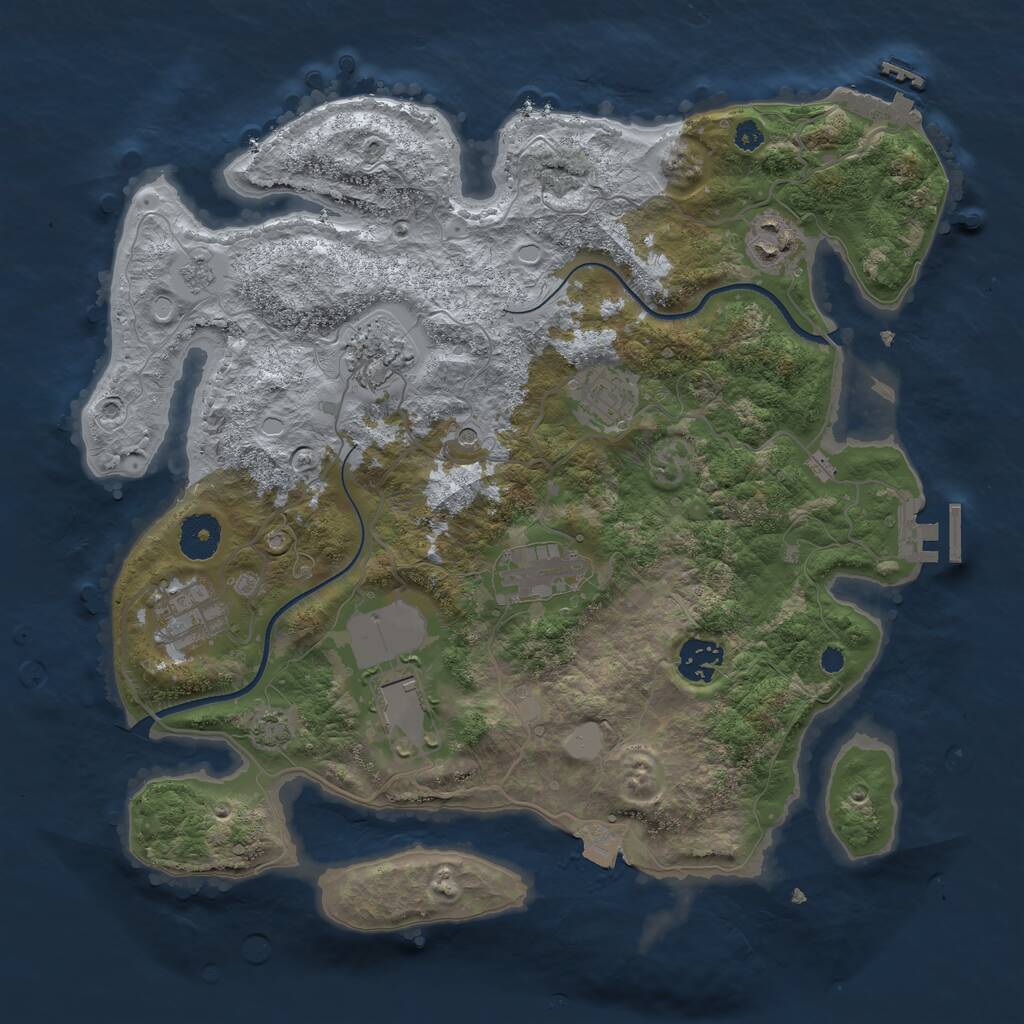 Rust Map: Procedural Map, Size: 3500, Seed: 1833292312, 13 Monuments
