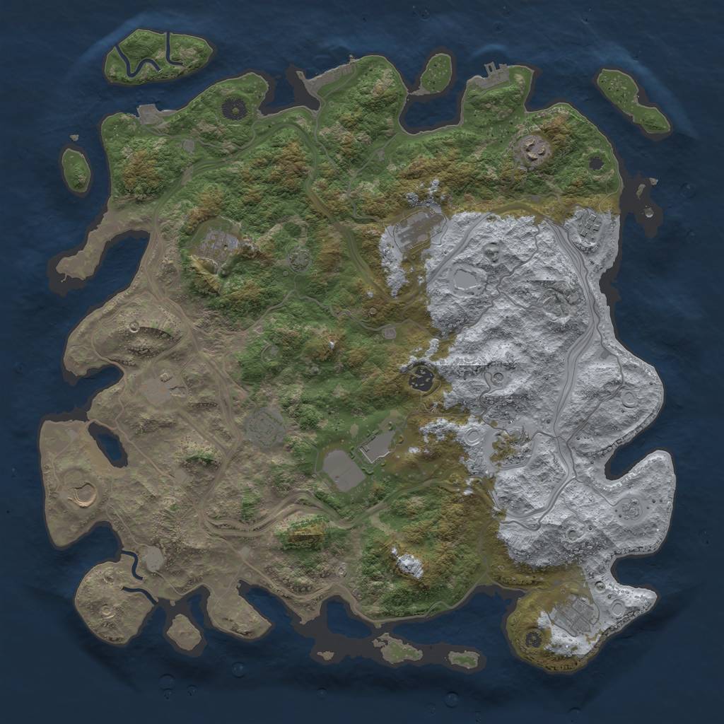 Rust Map: Procedural Map, Size: 4500, Seed: 374985329, 19 Monuments