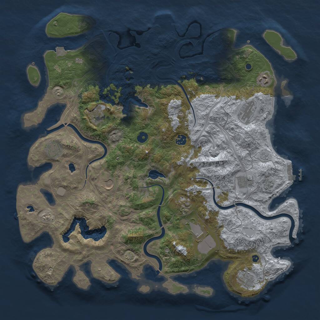 Rust Map: Procedural Map, Size: 4500, Seed: 374985329, 17 Monuments
