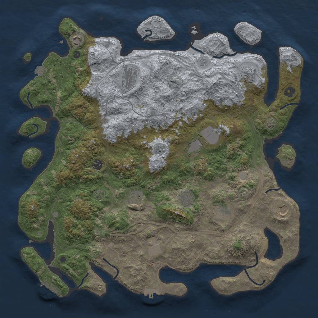 Rust Map: Procedural Map, Size: 4500, Seed: 1012315671, 19 Monuments