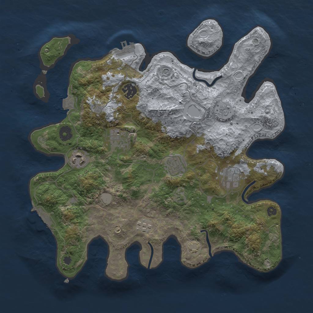 Rust Map: Procedural Map, Size: 3300, Seed: 2035580728, 14 Monuments