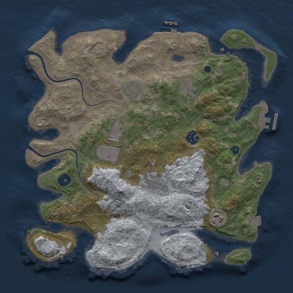 Rust Map: Procedural Map, Size: 3500, Seed: 1011056910, 12 Monuments