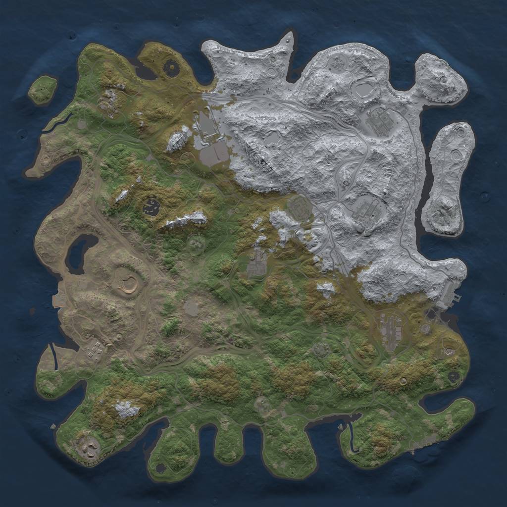 Rust Map: Procedural Map, Size: 4500, Seed: 1021898346, 19 Monuments