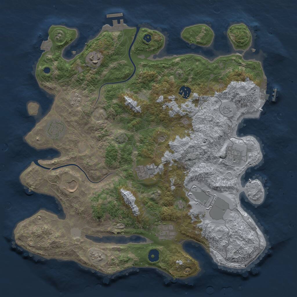 Rust Map: Procedural Map, Size: 3700, Seed: 1471145289, 15 Monuments