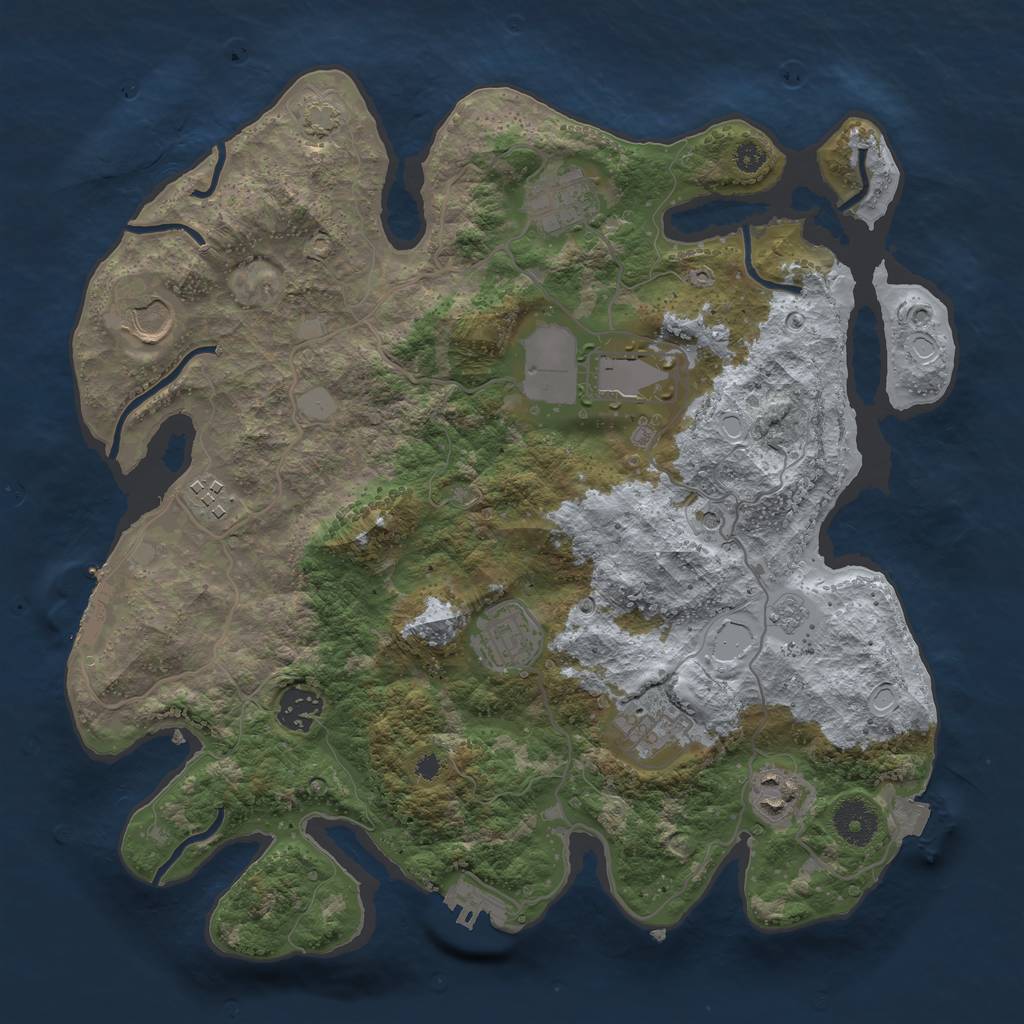 Rust Map: Procedural Map, Size: 3500, Seed: 1739392966, 16 Monuments
