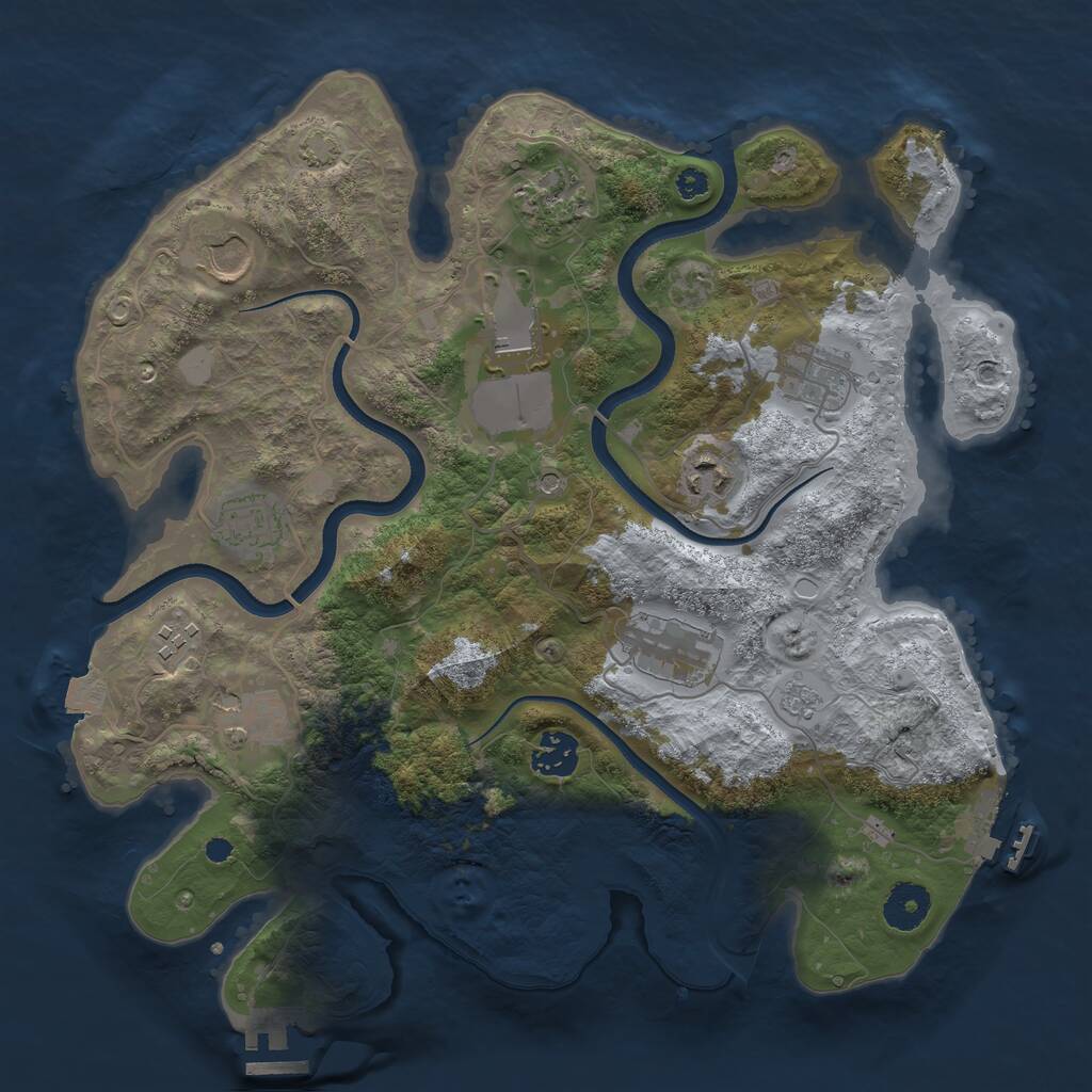 Rust Map: Procedural Map, Size: 3500, Seed: 1739392966, 16 Monuments