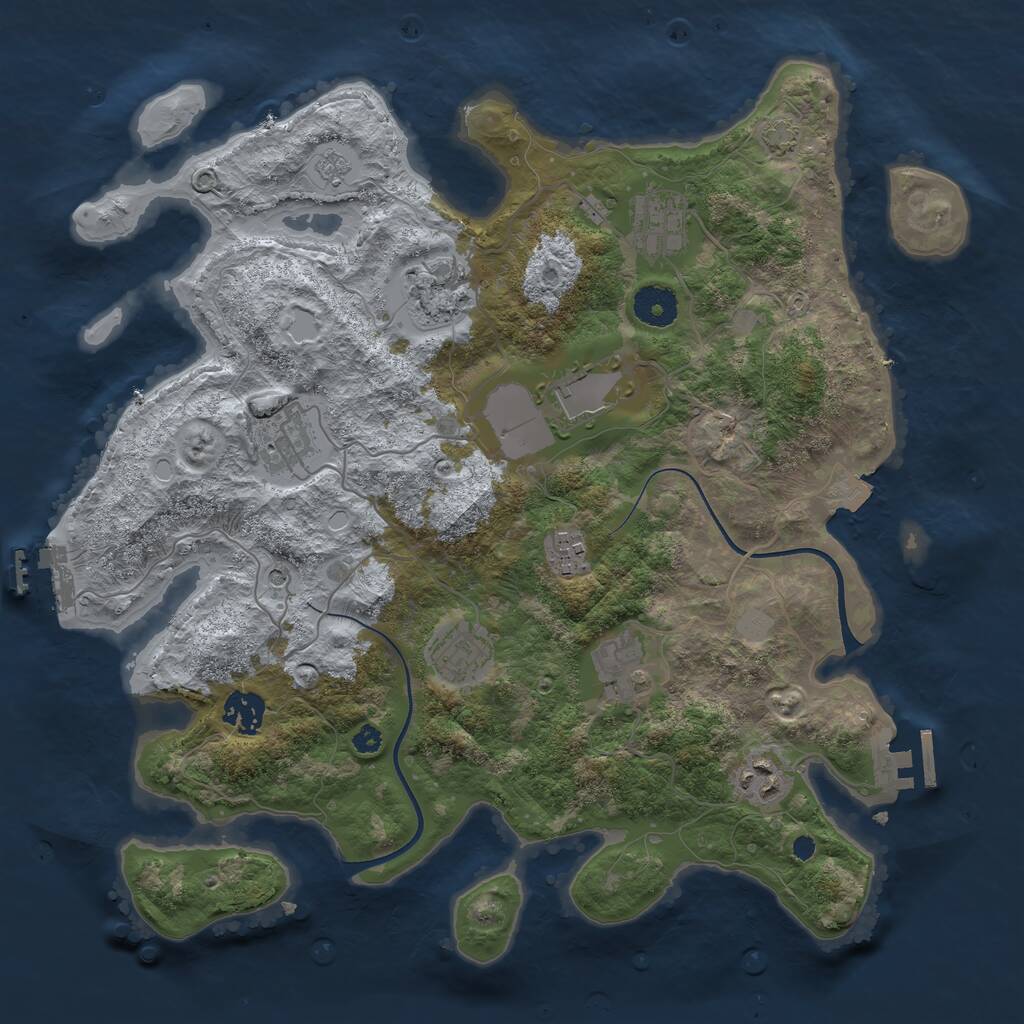 Rust Map: Procedural Map, Size: 3600, Seed: 10709, 15 Monuments