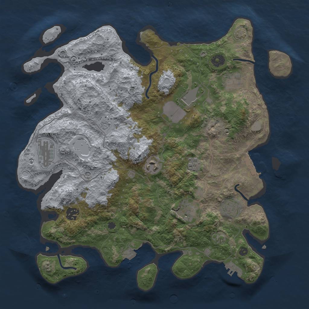 Rust Map: Procedural Map, Size: 3600, Seed: 10709, 16 Monuments