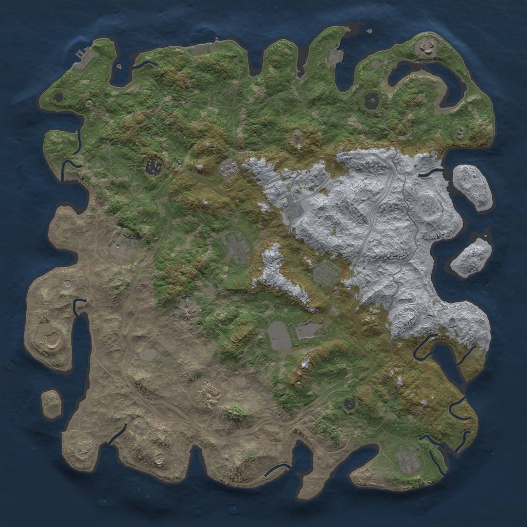 Rust Map: Procedural Map, Size: 4800, Seed: 2056260537, 19 Monuments