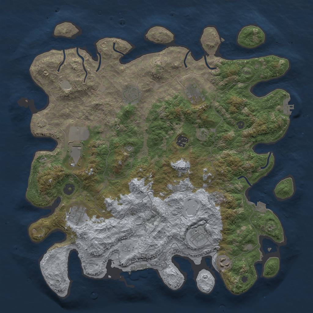 Rust Map: Procedural Map, Size: 4100, Seed: 91419607, 16 Monuments
