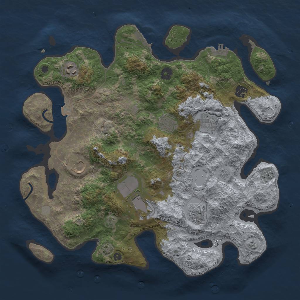 Rust Map: Procedural Map, Size: 3700, Seed: 3000000, 16 Monuments