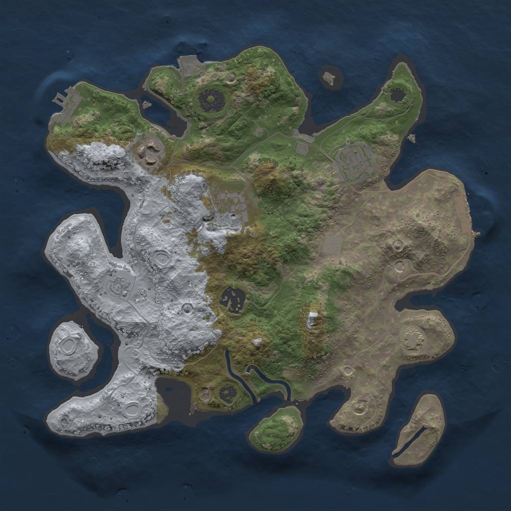 Rust Map: Procedural Map, Size: 3000, Seed: 20224324, 12 Monuments