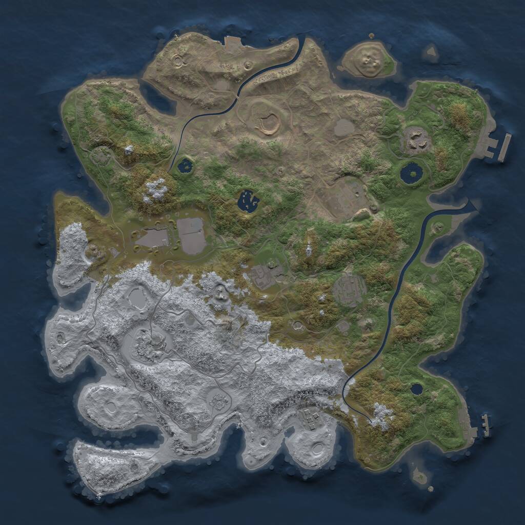 Rust Map: Procedural Map, Size: 3700, Seed: 1011924638, 15 Monuments
