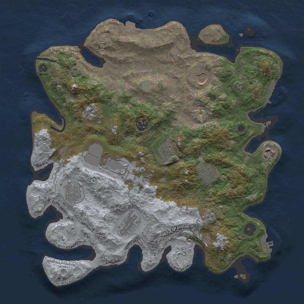 Rust Map: Procedural Map, Size: 3700, Seed: 1011924638, 18 Monuments