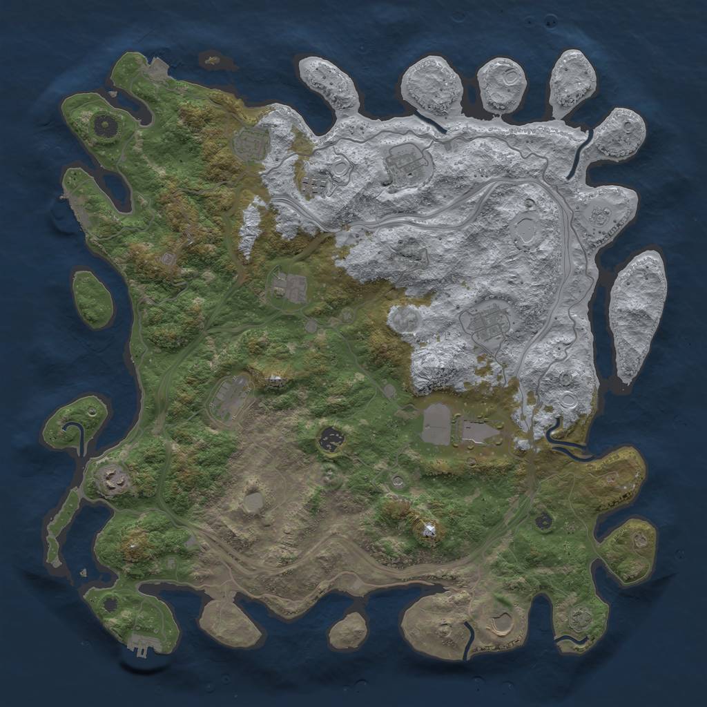 Rust Map: Procedural Map, Size: 4500, Seed: 958106099, 18 Monuments